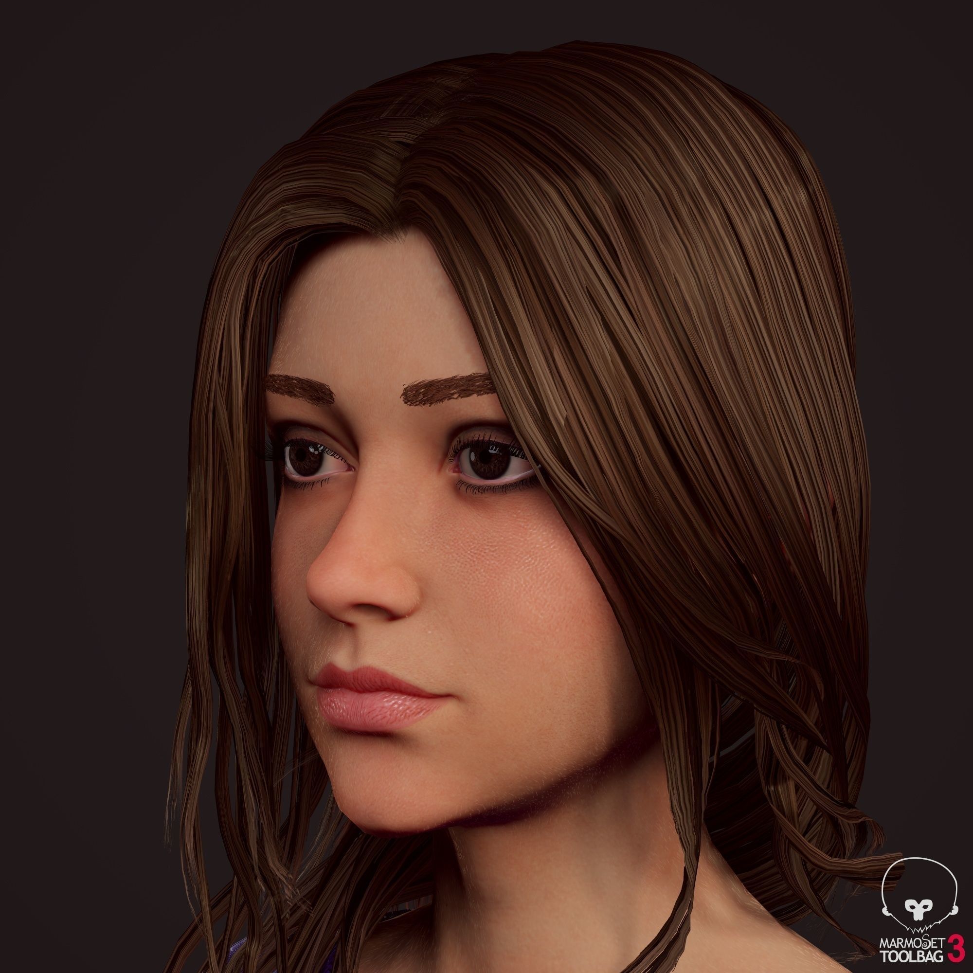 Girl in jeans Low-poly 3D model_10