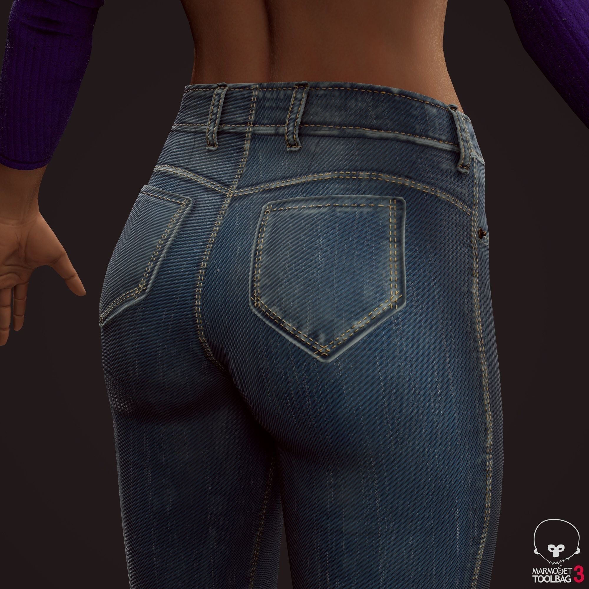 Girl in jeans Low-poly 3D model_32