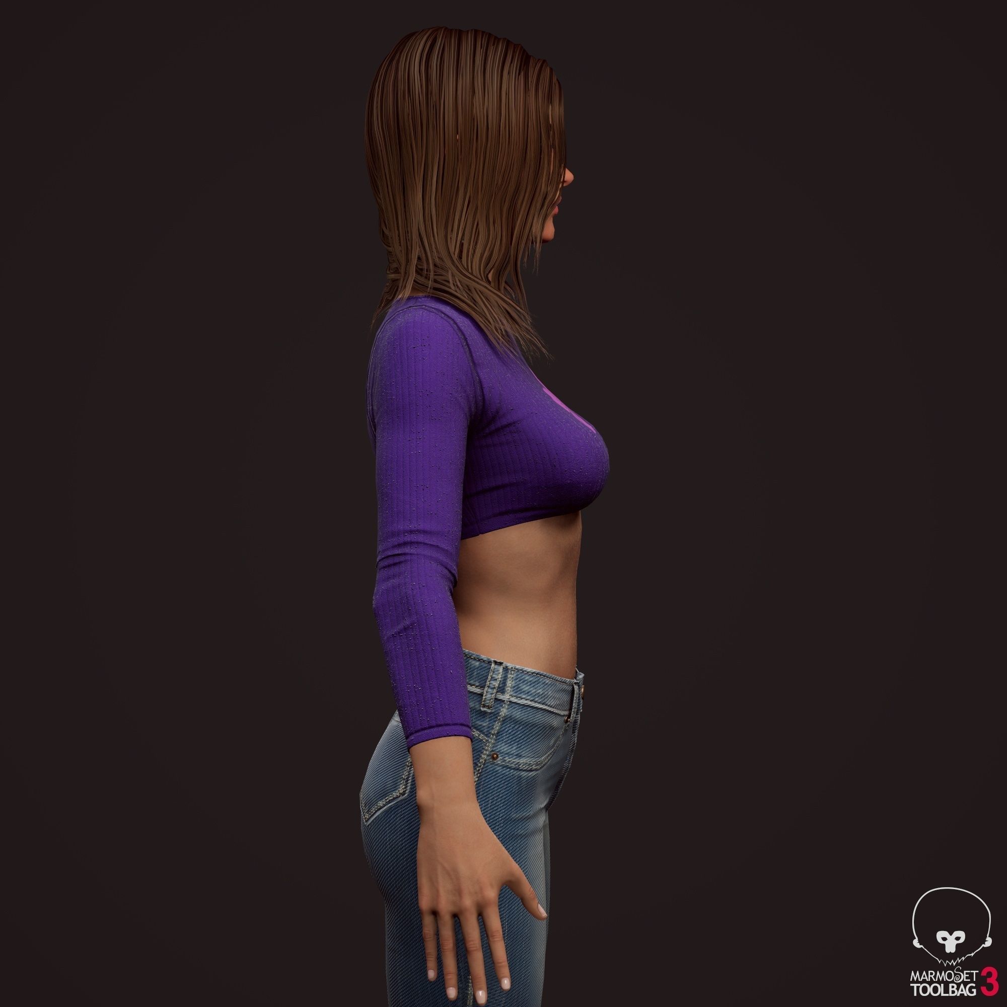 Girl in jeans Low-poly 3D model_17