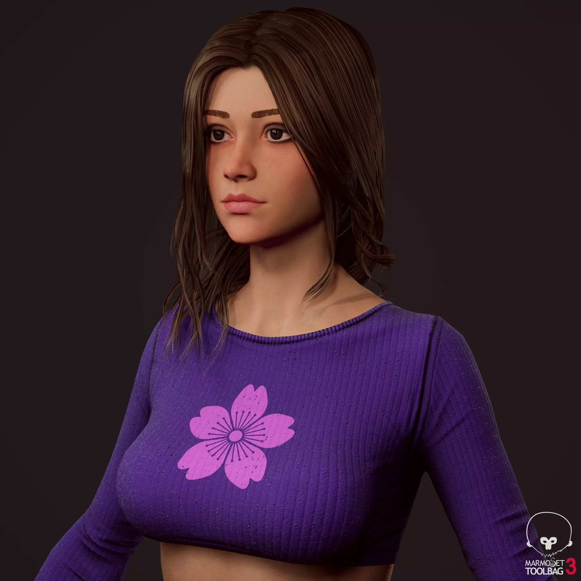 Girl in jeans Low-poly 3D model_0