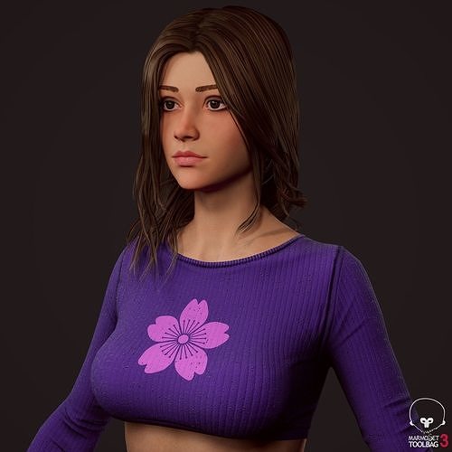 Girl in jeans Low-poly 3D model