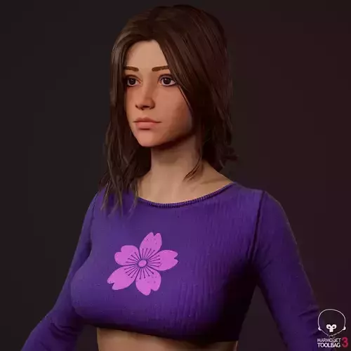 Girl in jeans Low-poly 3D model