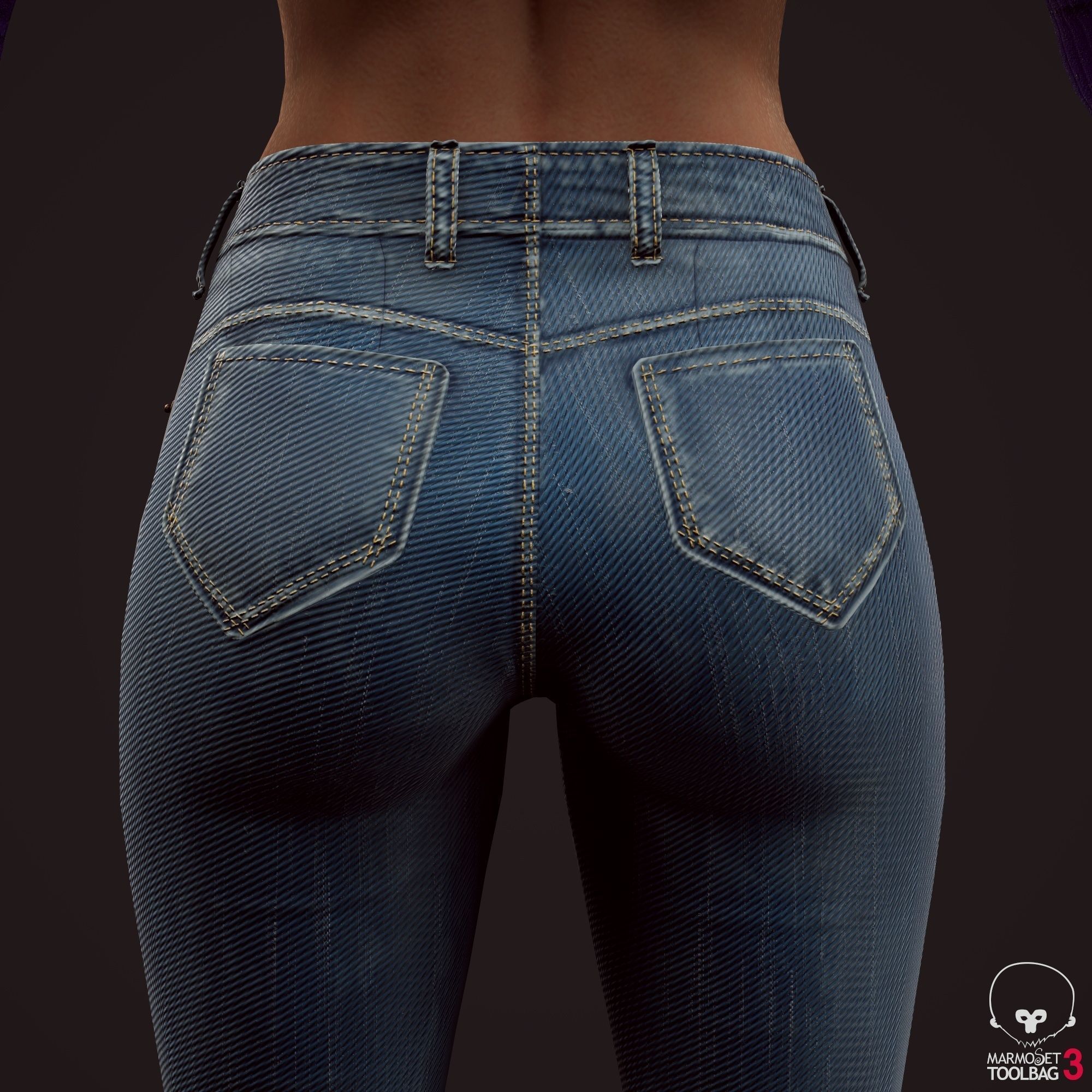 Girl in jeans Low-poly 3D model_33