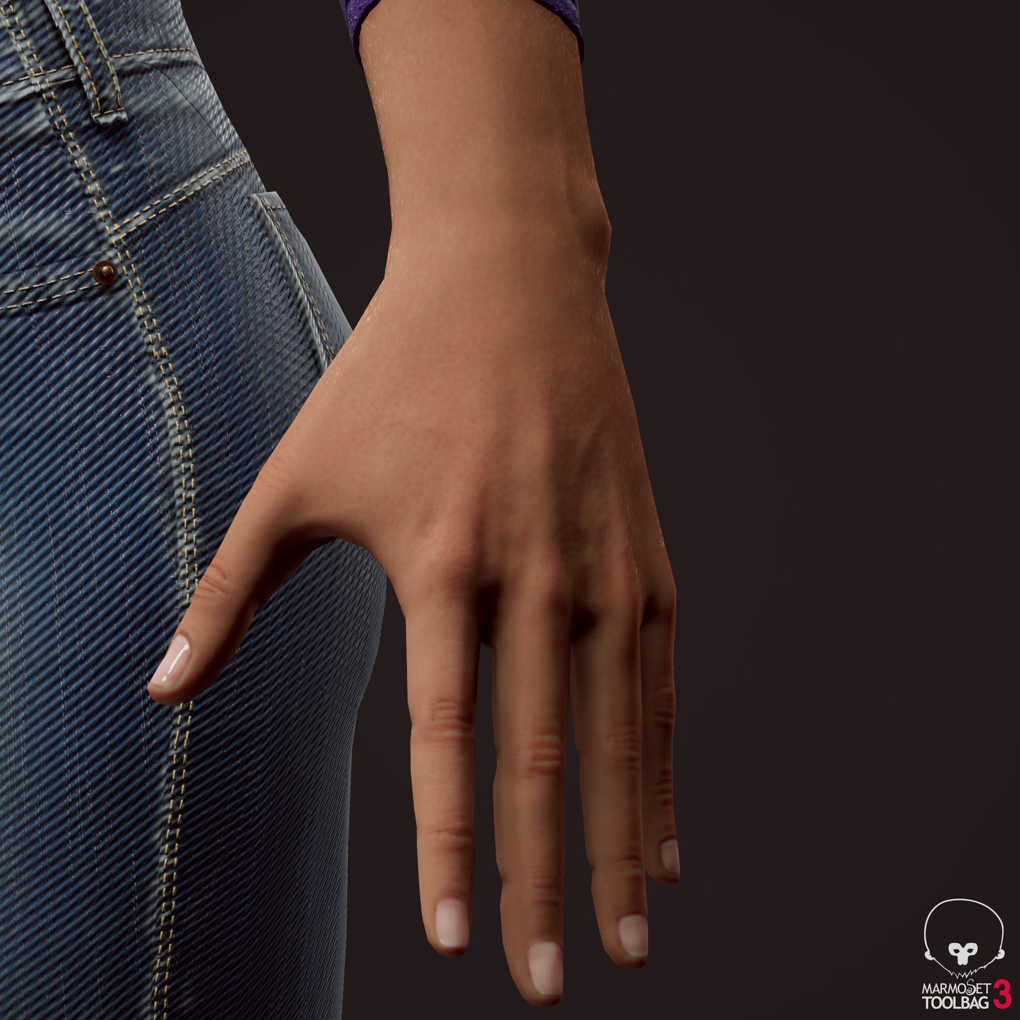 Girl in jeans Low-poly 3D model_34