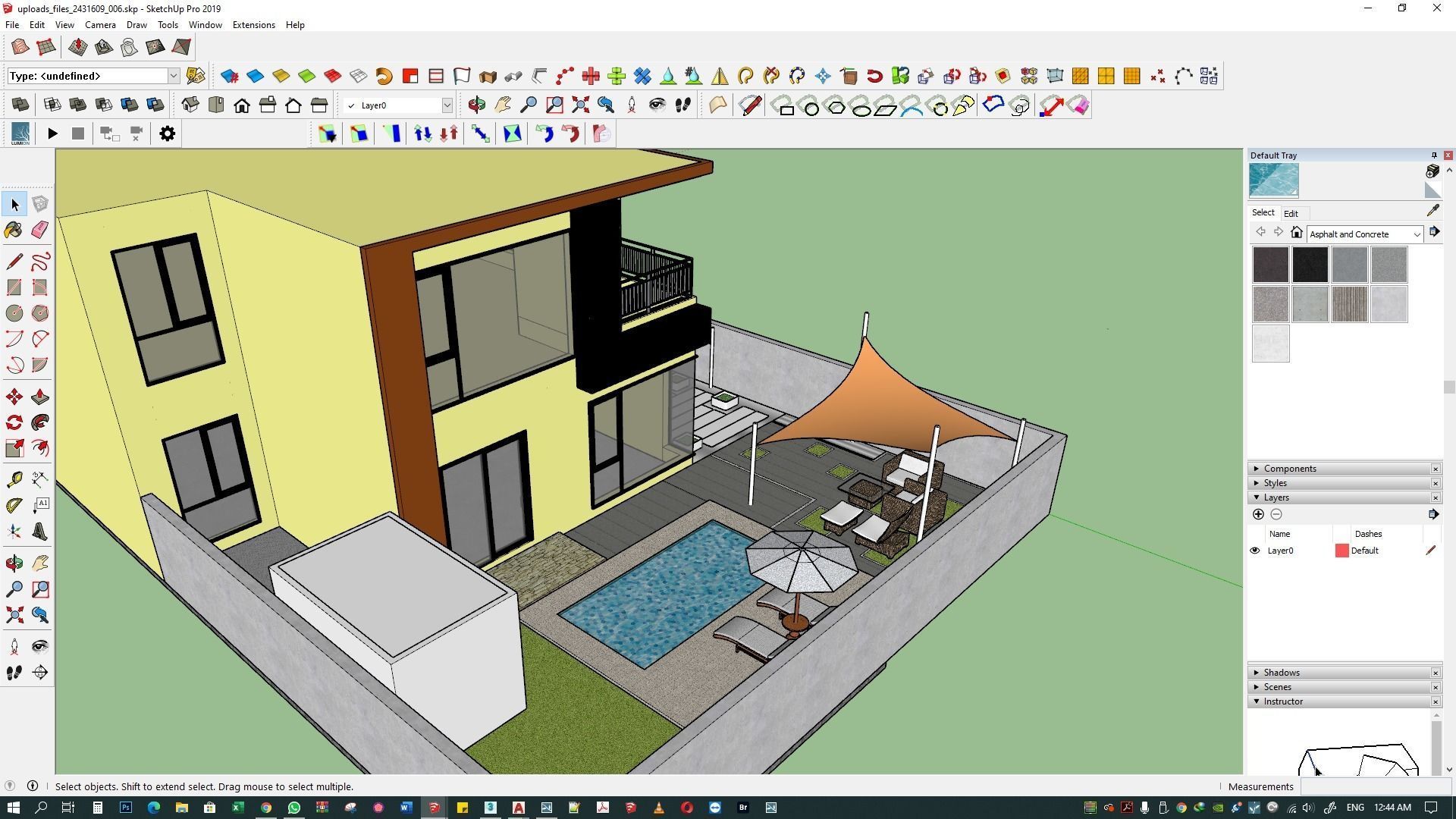 backyard pool design  of luxury house 3D model_7