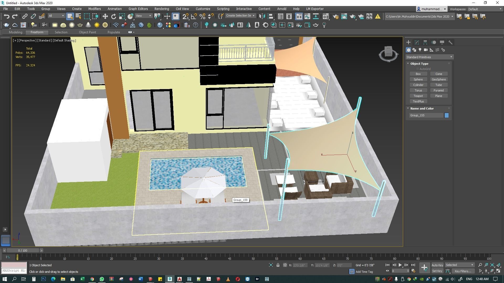 backyard pool design  of luxury house 3D model_31