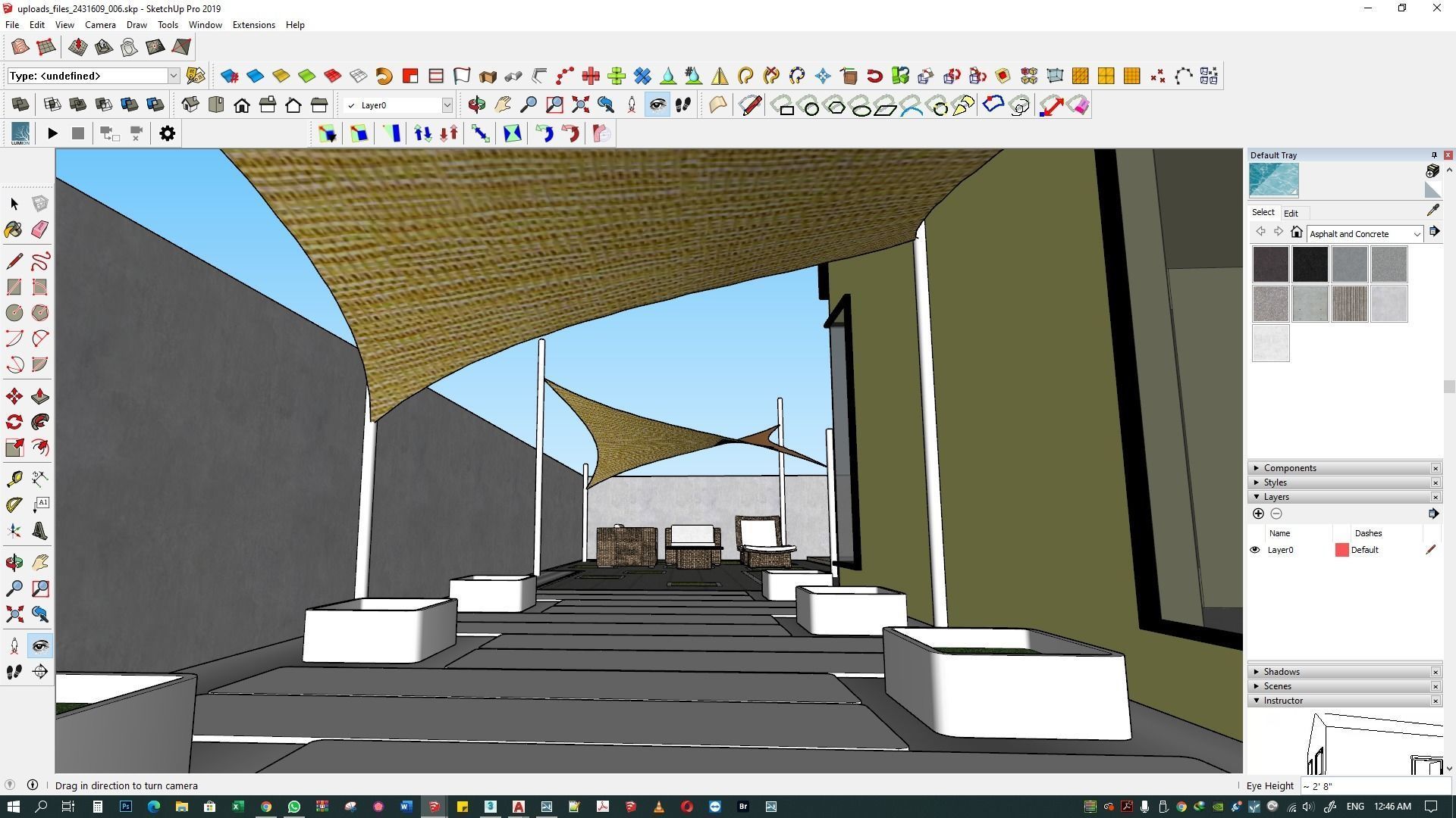 backyard pool design  of luxury house 3D model_20