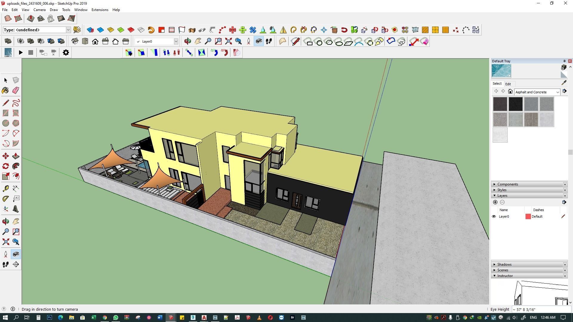 backyard pool design  of luxury house 3D model_21