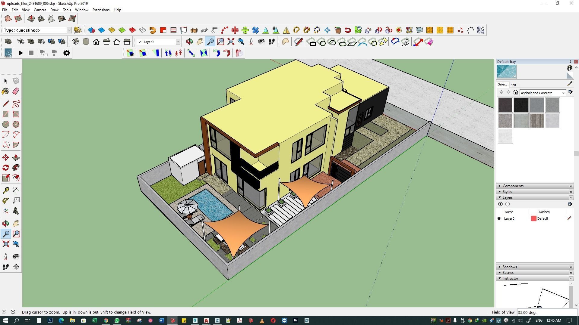 backyard pool design  of luxury house 3D model_13