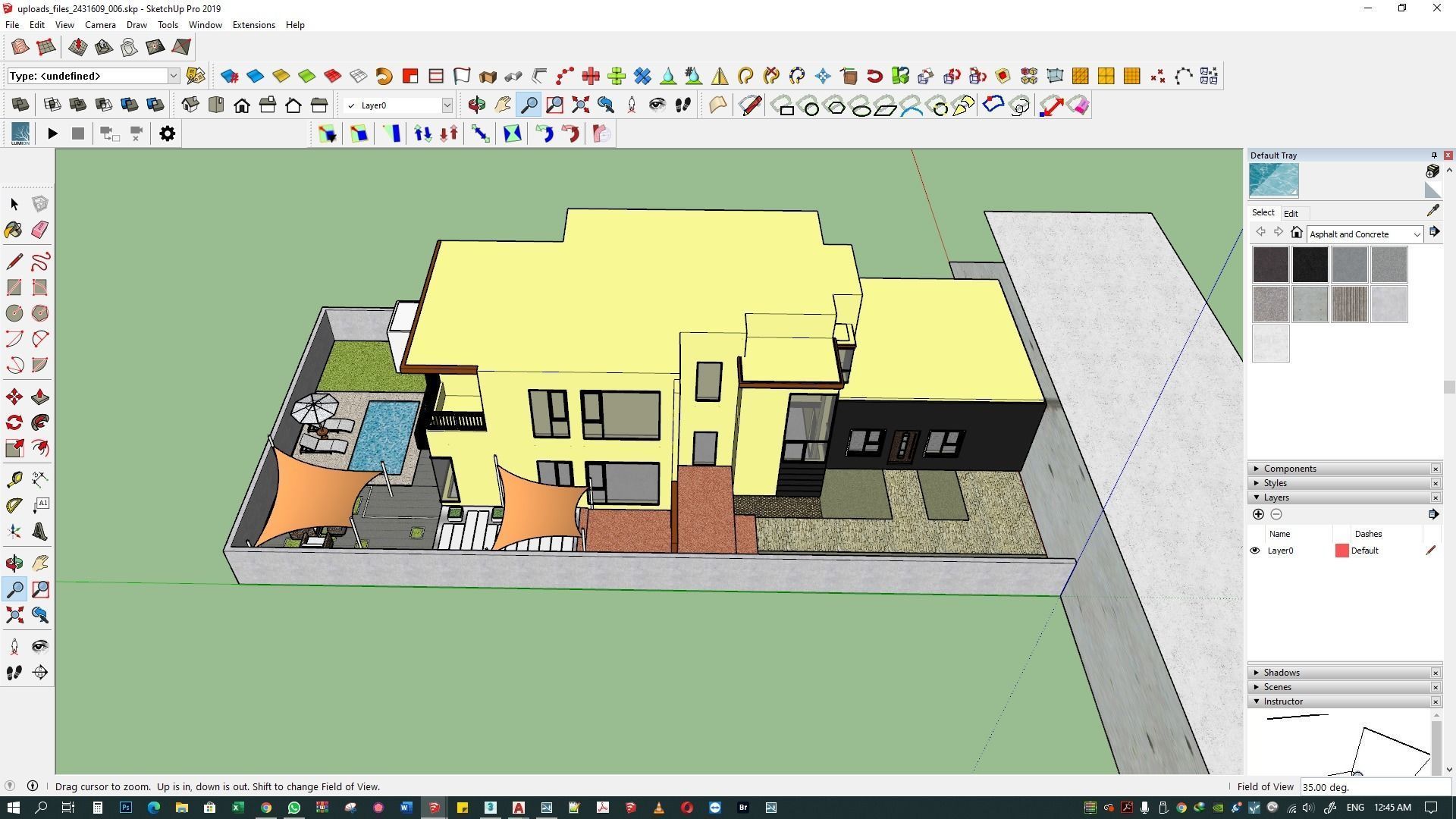 backyard pool design  of luxury house 3D model_22