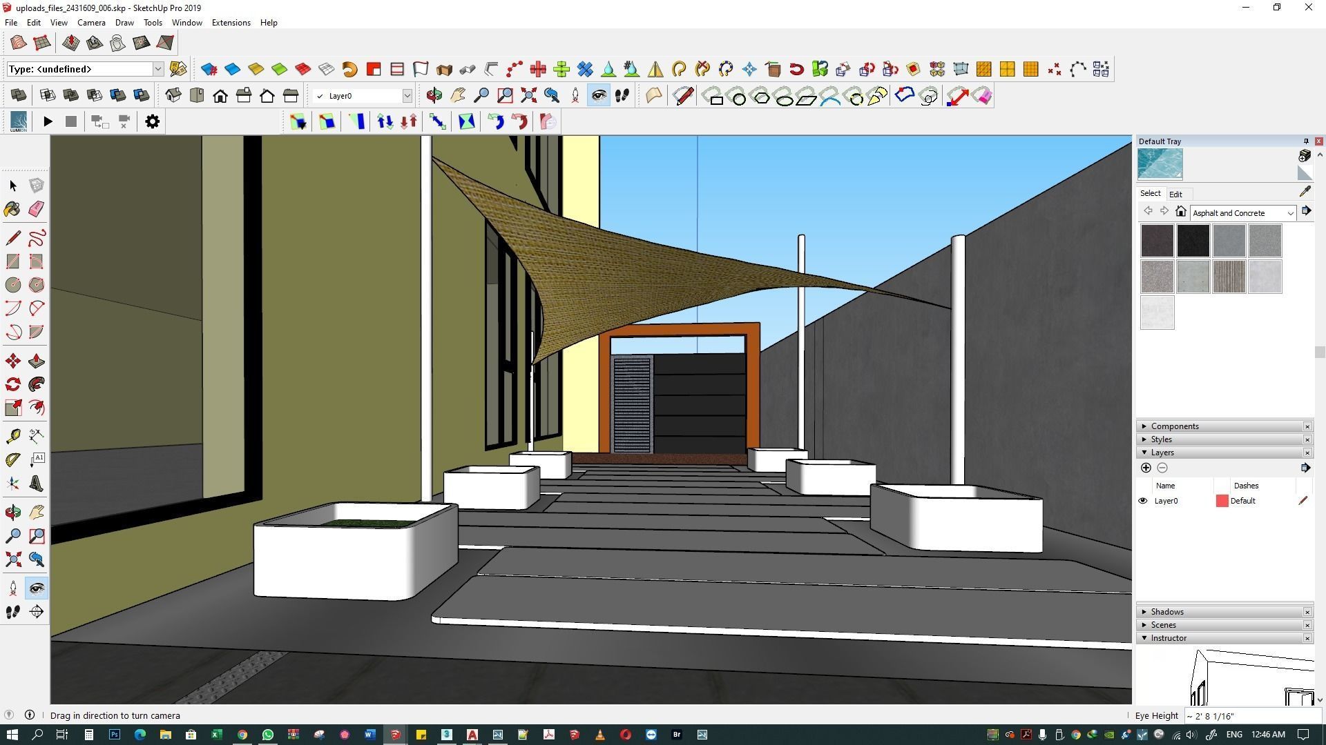 backyard pool design  of luxury house 3D model_16