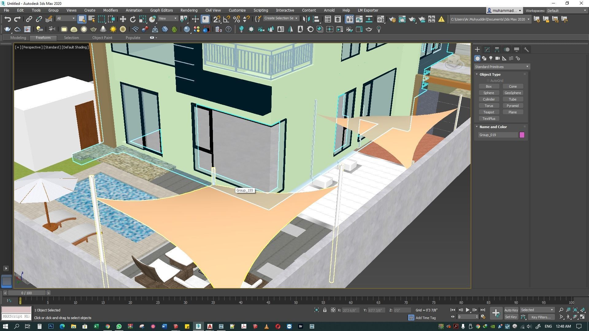 backyard pool design  of luxury house 3D model_32