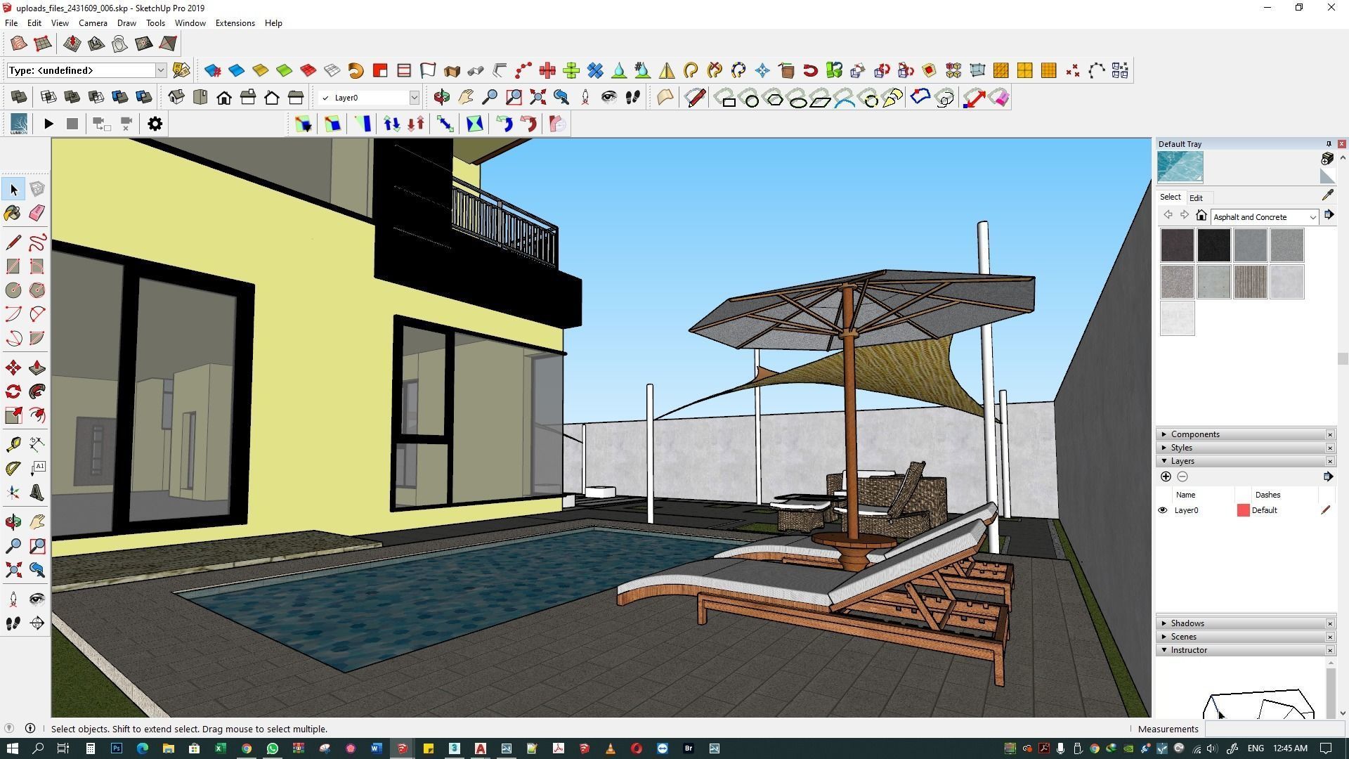 backyard pool design  of luxury house 3D model_5
