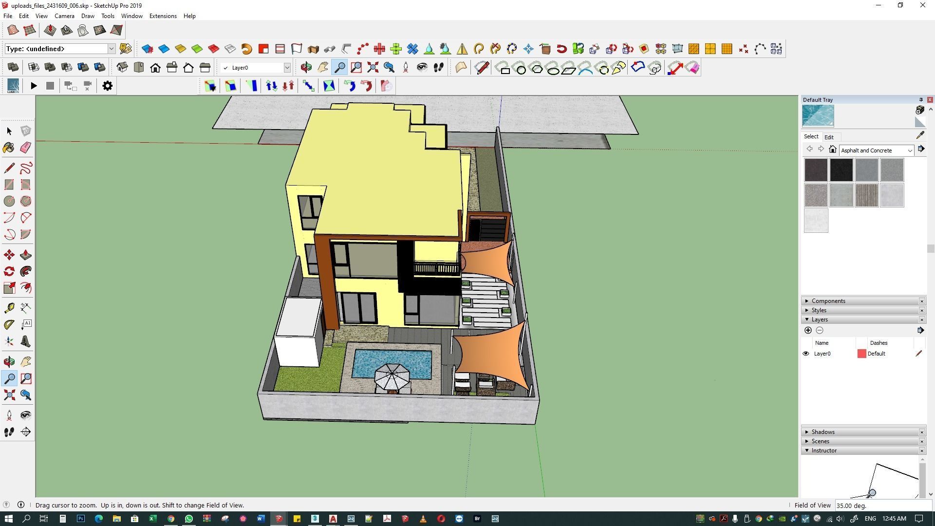backyard pool design  of luxury house 3D model_18