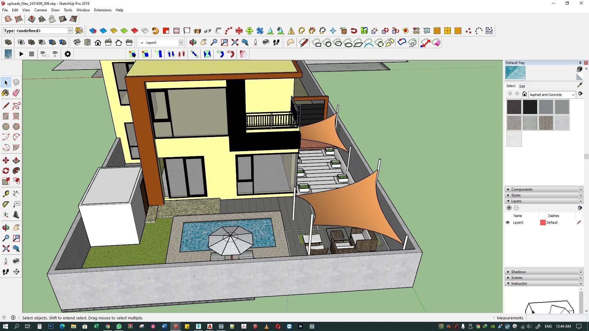 backyard pool design  of luxury house 3D model_10