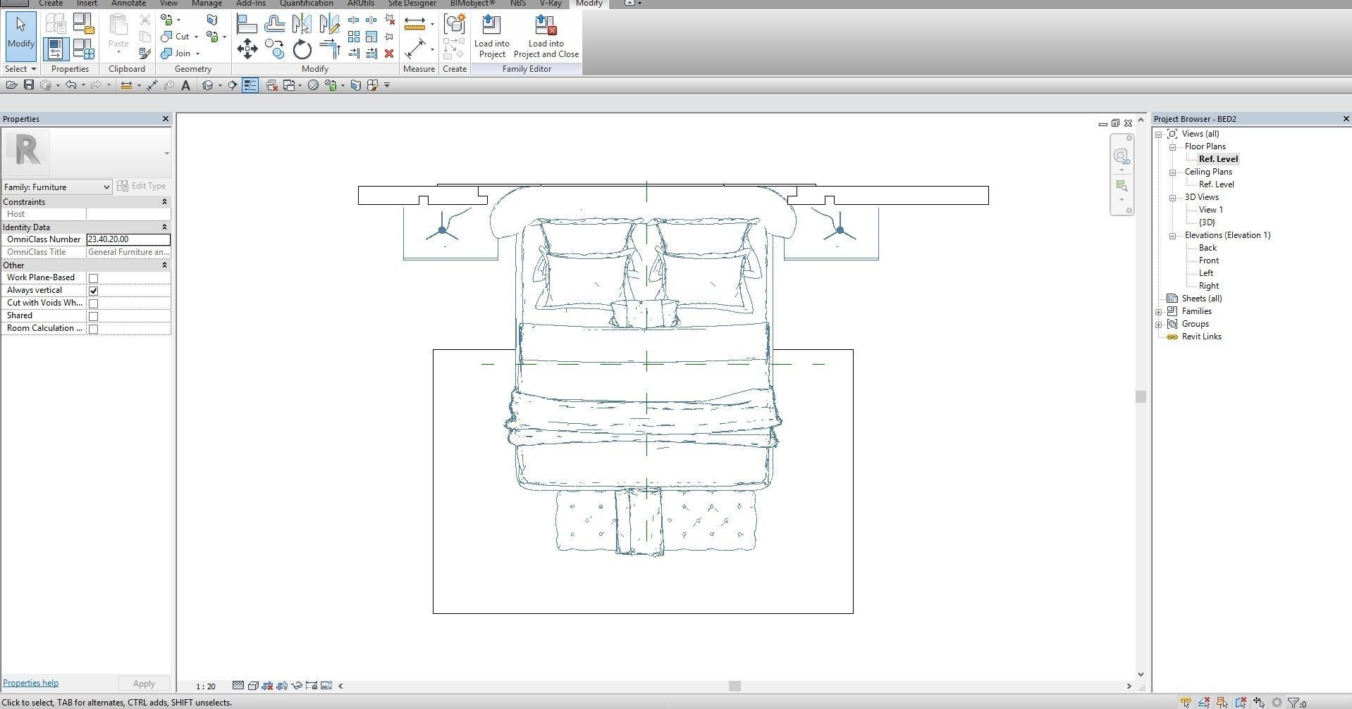 Revit double bed 5 model 3D model_5