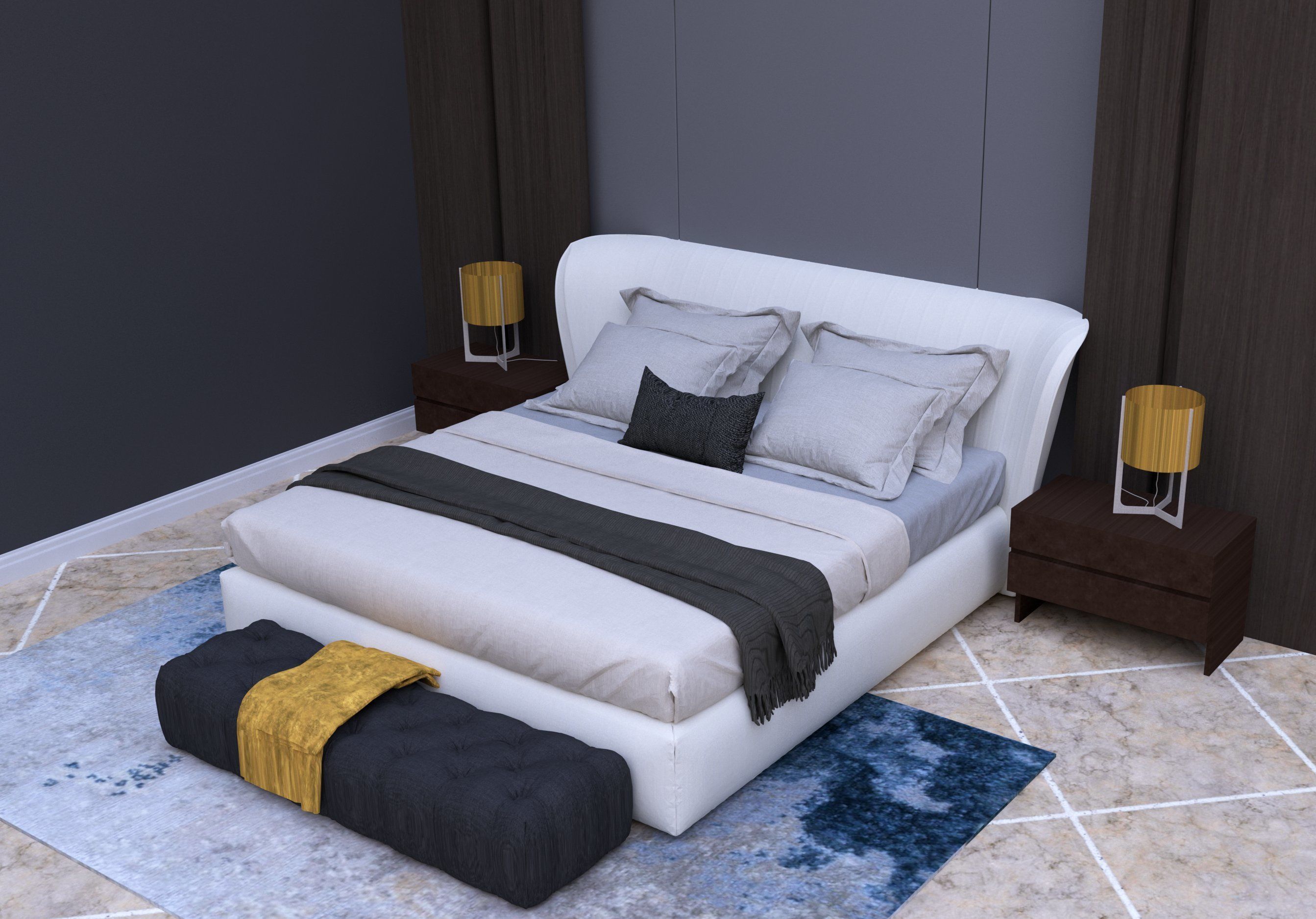 Revit double bed 5 model 3D model_1