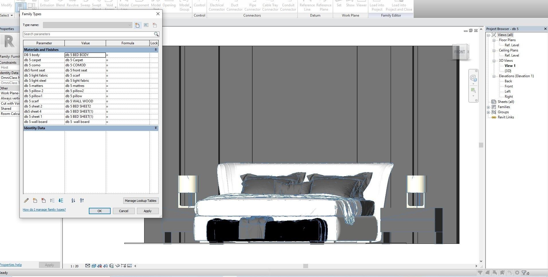 Revit double bed 5 model 3D model_3