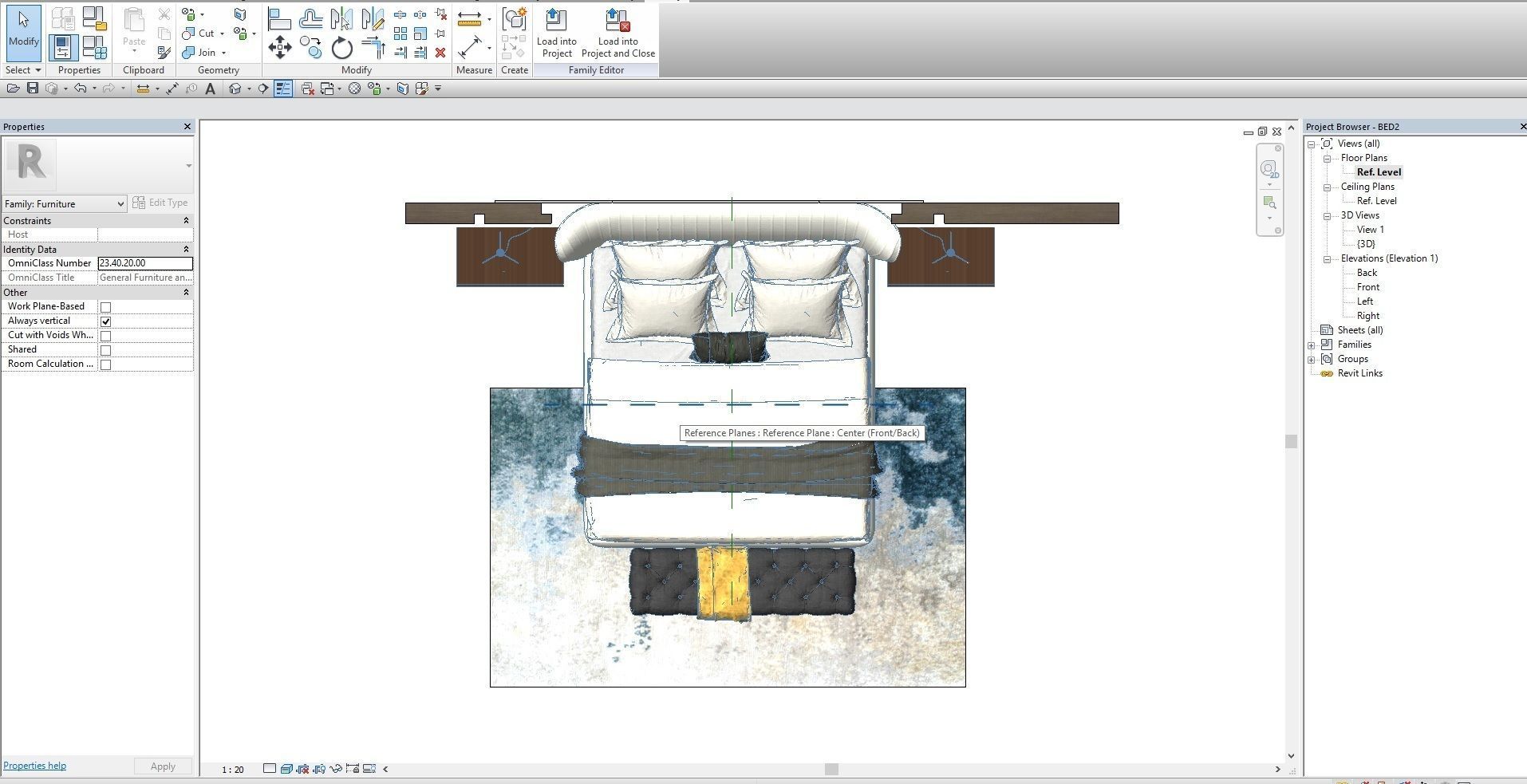 Revit double bed 5 model 3D model_4