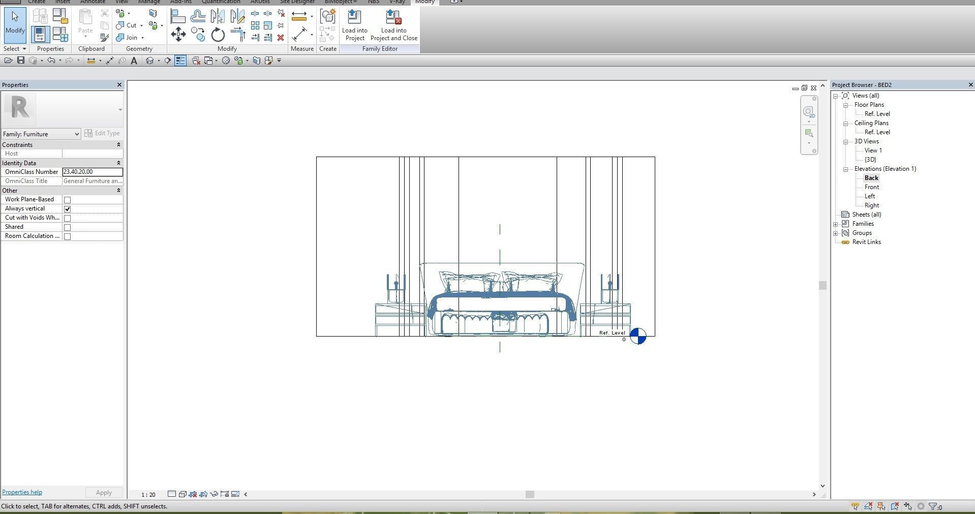 Revit double bed 5 model 3D model_8