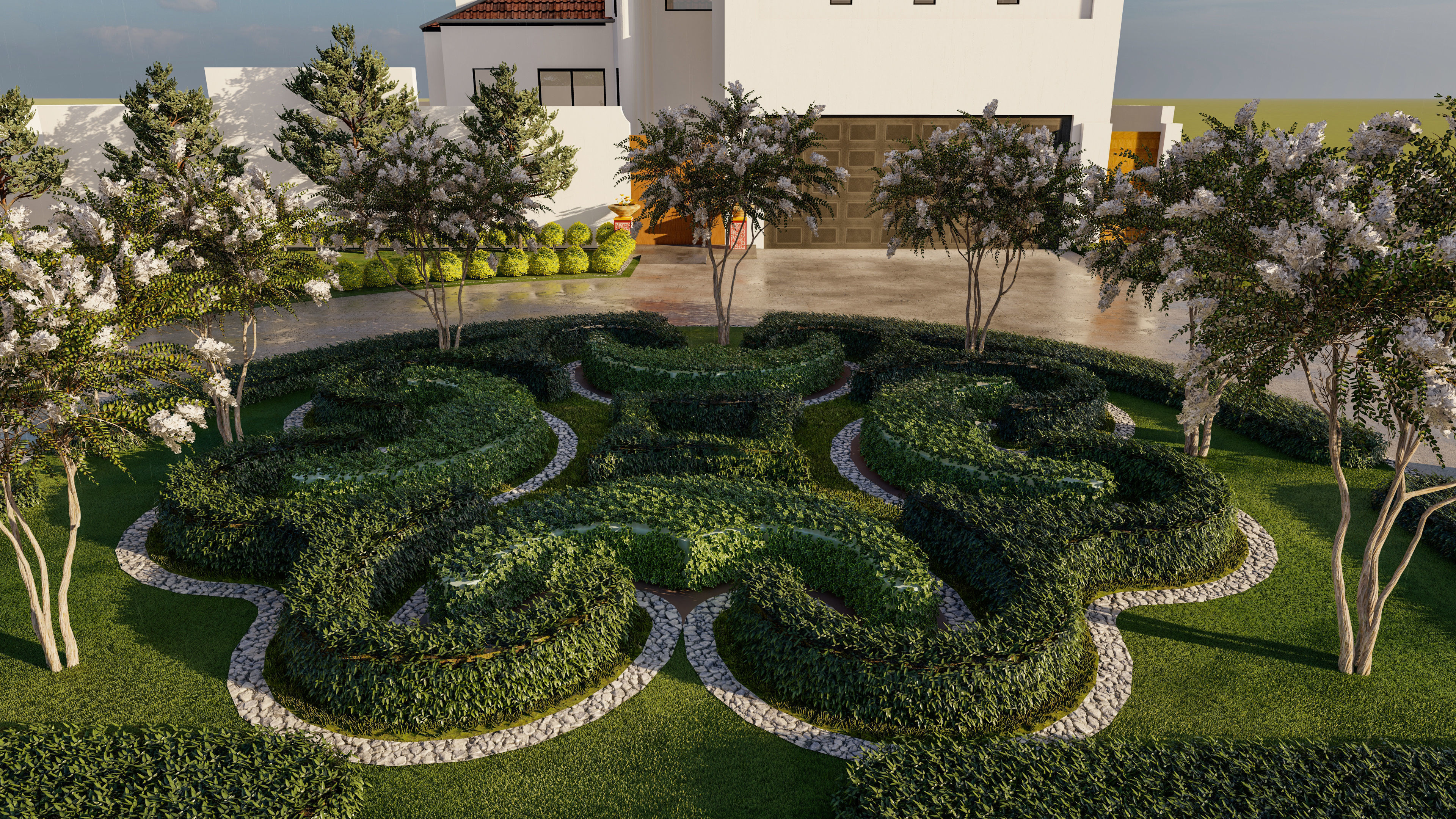 landscape design 3d architecture rendering patio  exterior 3D model_3