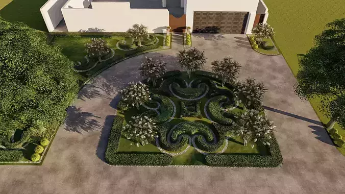 landscape design 3d architecture rendering patio  exterior 3D model