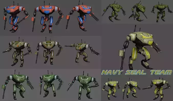Navy Seal Team Low-poly 3D model