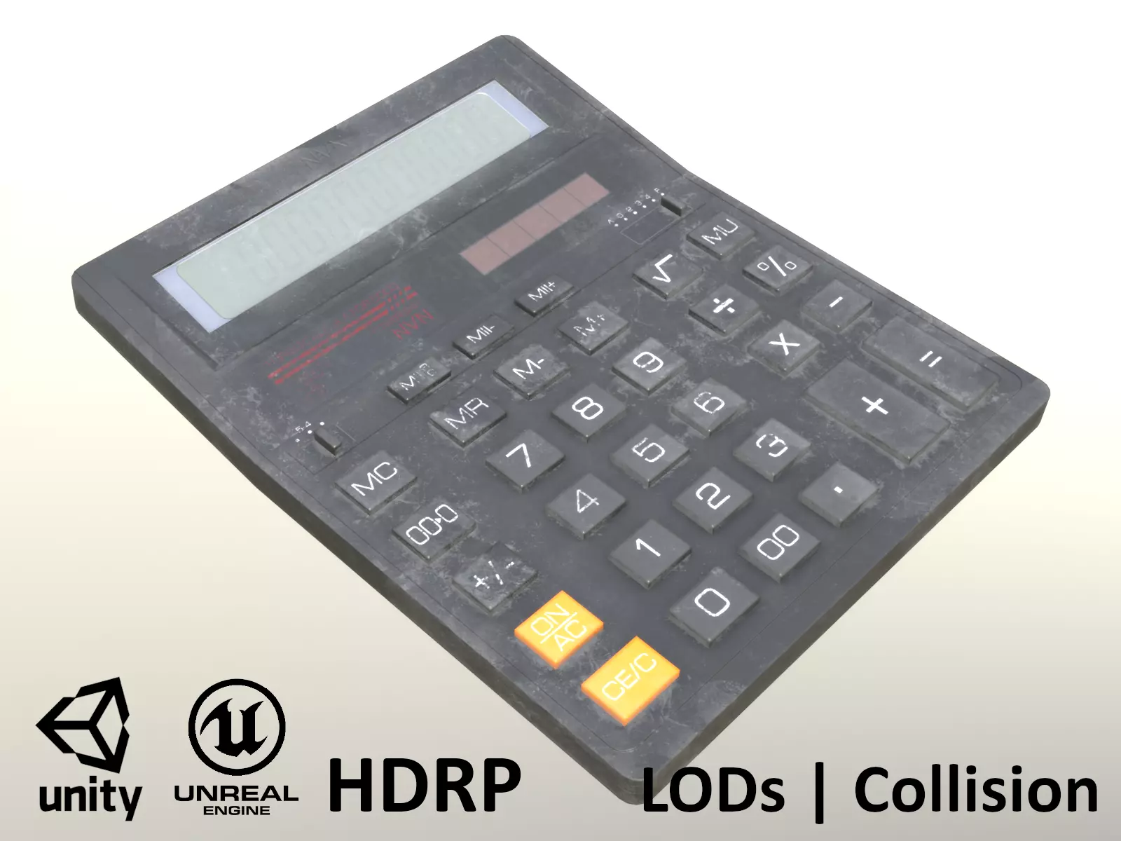 Calculator Dirty - Unity - HDRP - UE4 Low-poly 3D model_0