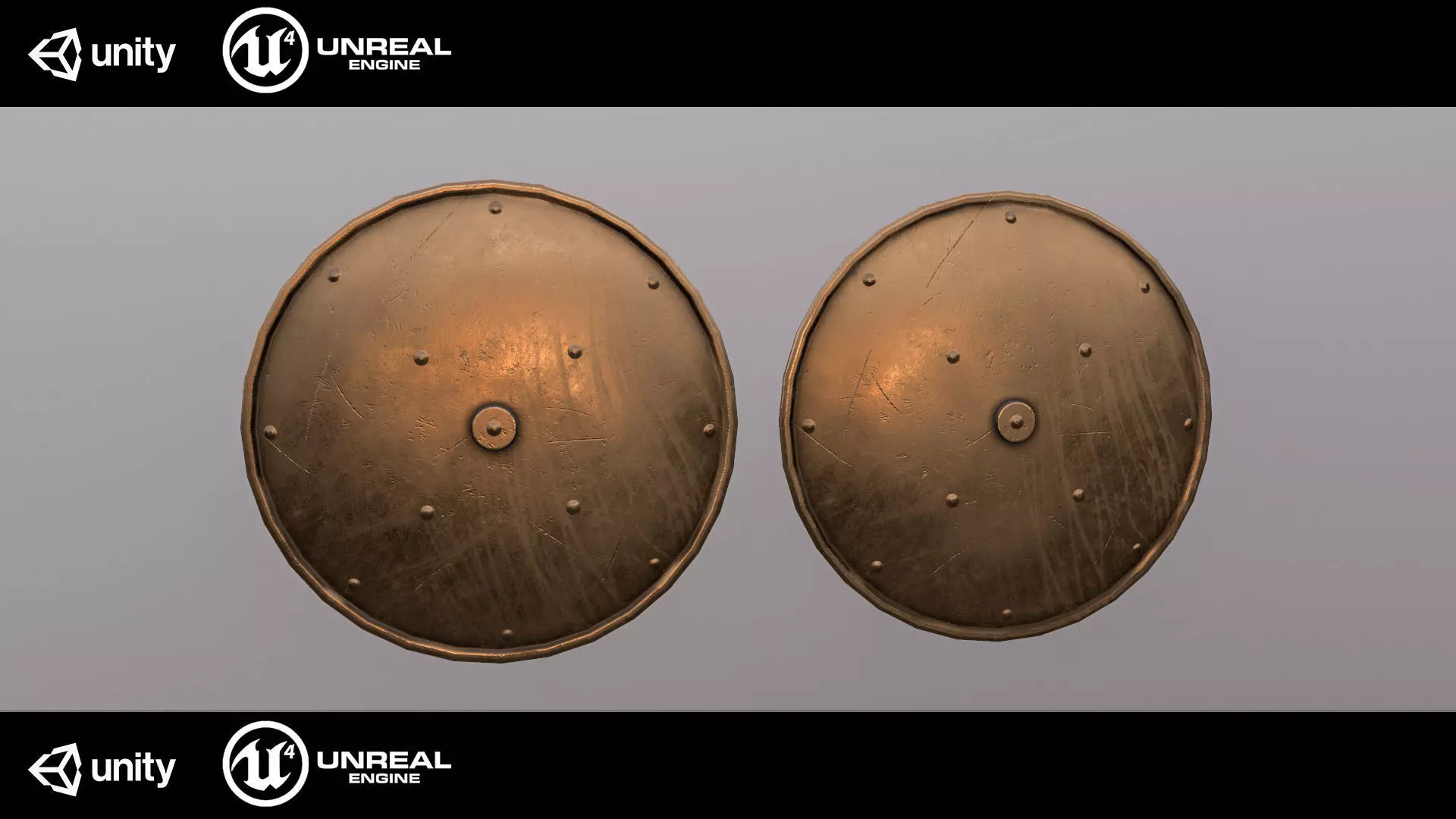 Medieval shield Low-poly 3D model_0