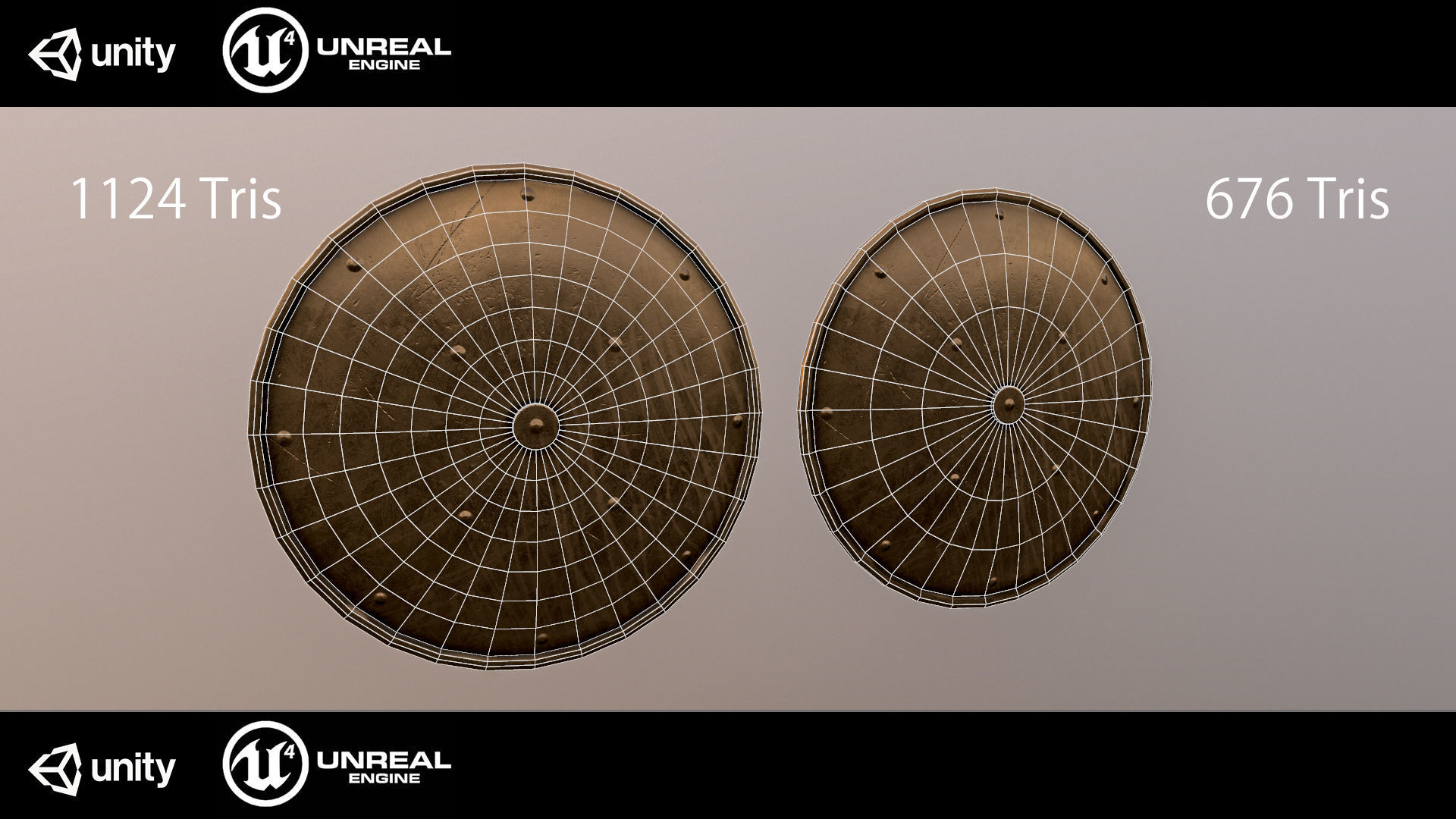 Medieval shield Low-poly 3D model_4