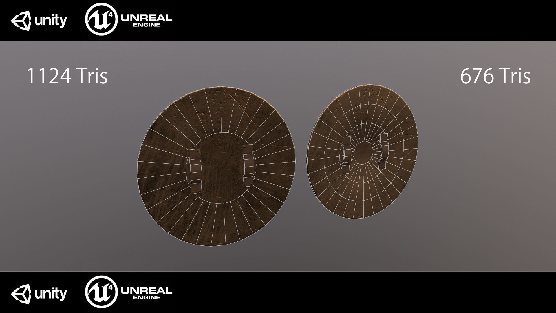 Medieval shield Low-poly 3D model_3