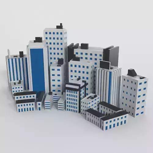 Low Poly City set of buildings
