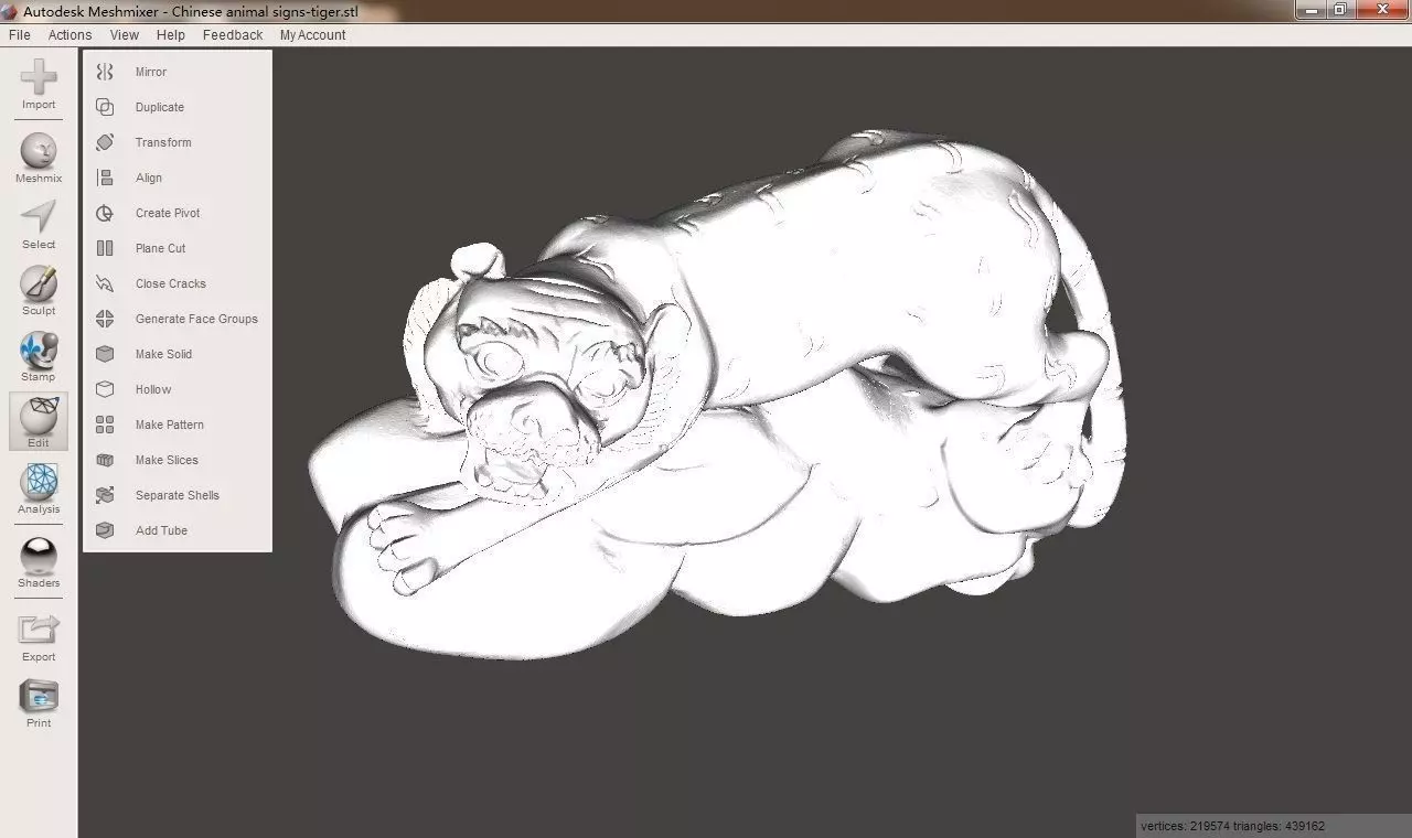 Chinese animal signs-tiger 3D print model_0