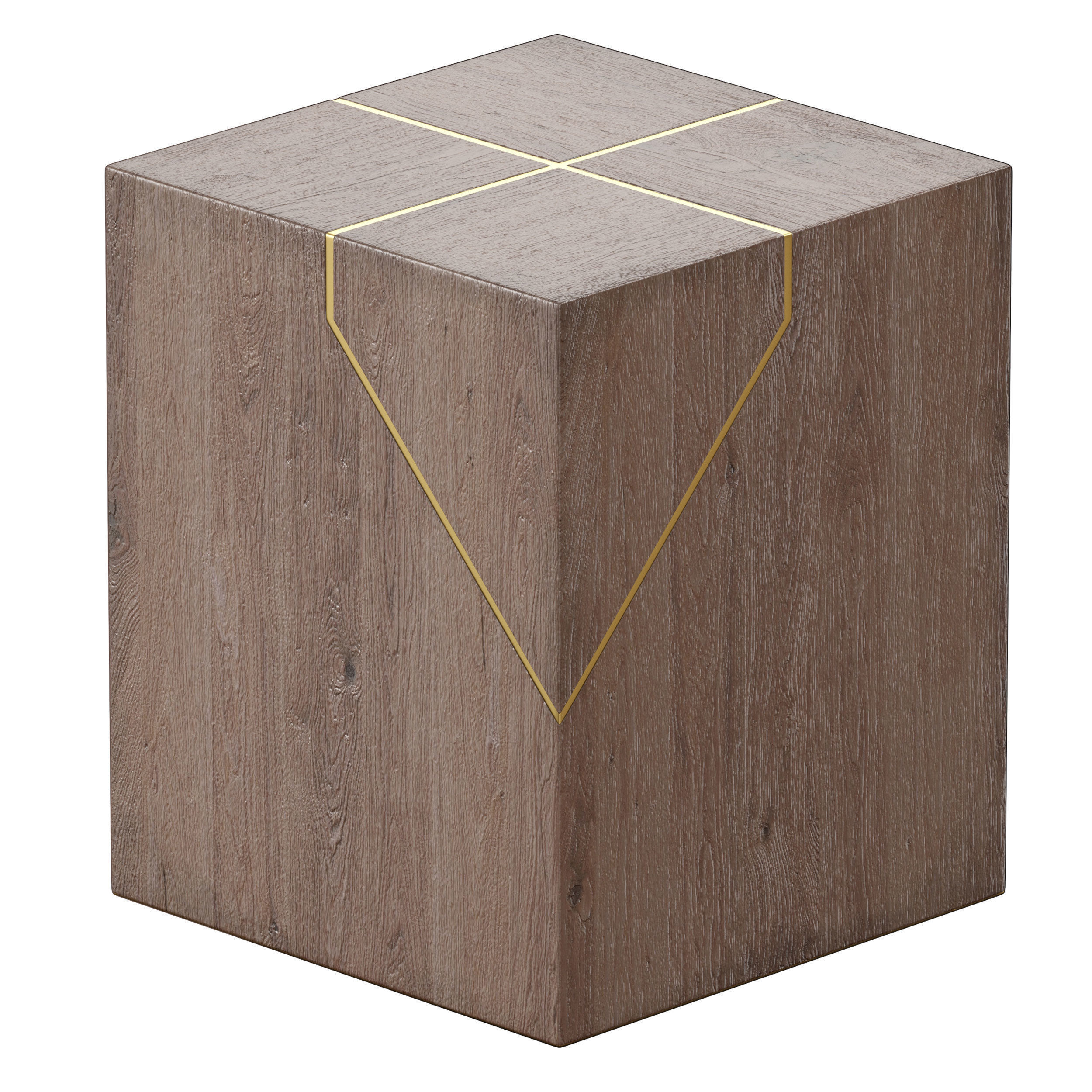 Rylan Brass-Inlaid Wood Block End Table