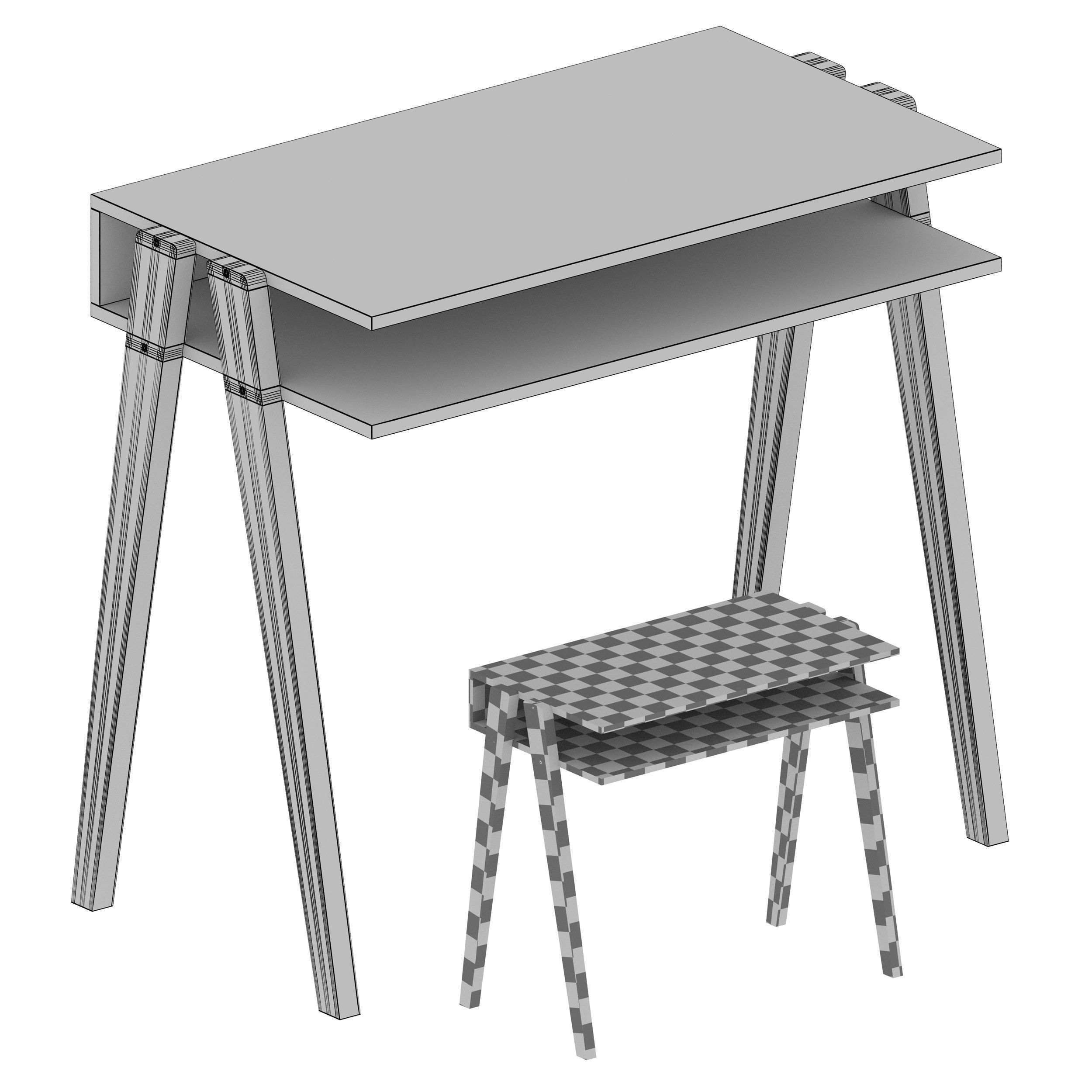 LAUREL DESK Black and White 3D model_6