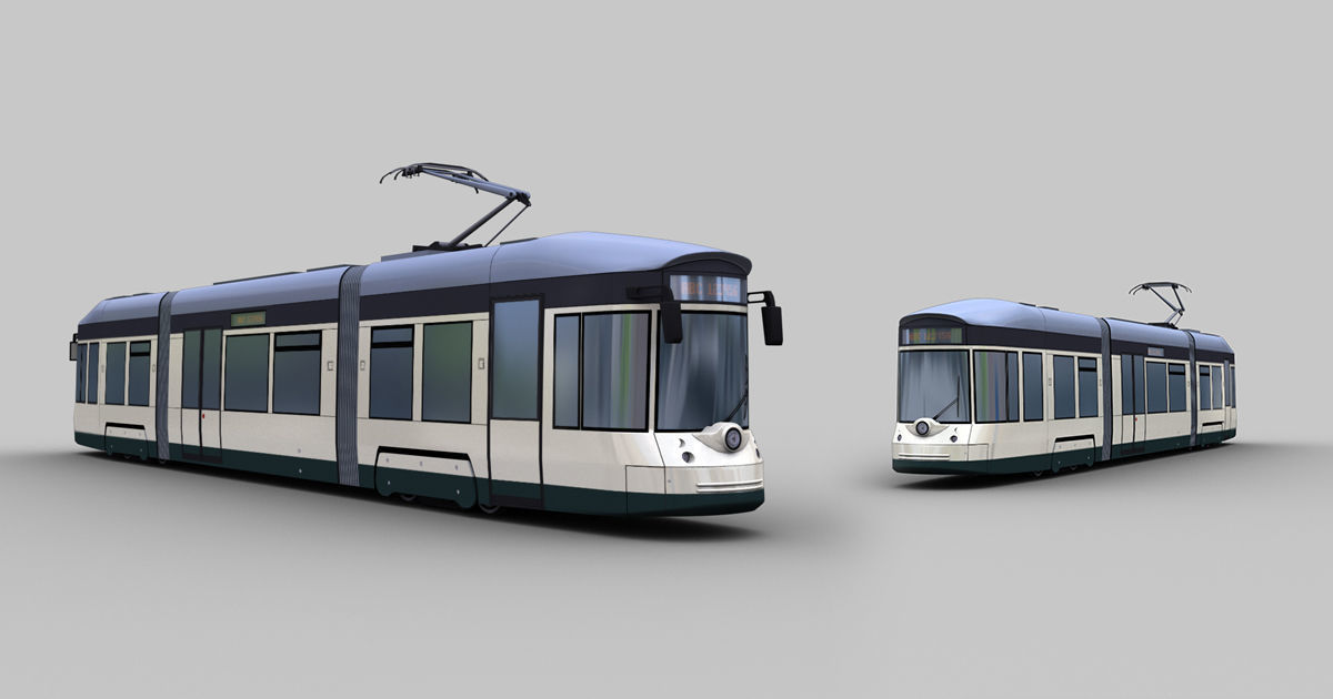 Linz Tram Austria Low-poly 3D model_2