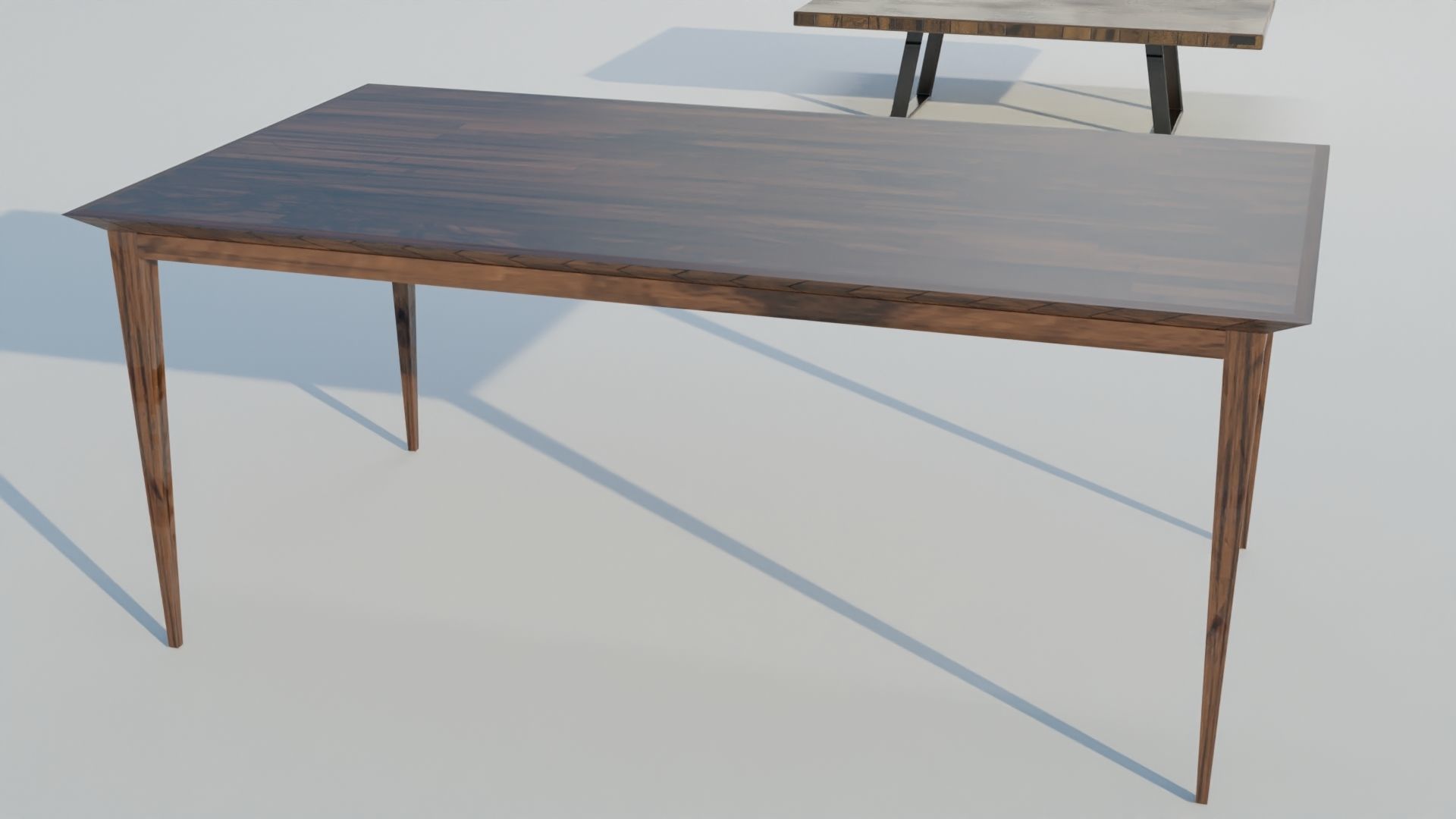 Interior and exterior wooden tables and stools 3d models Low-poly 3D model_8