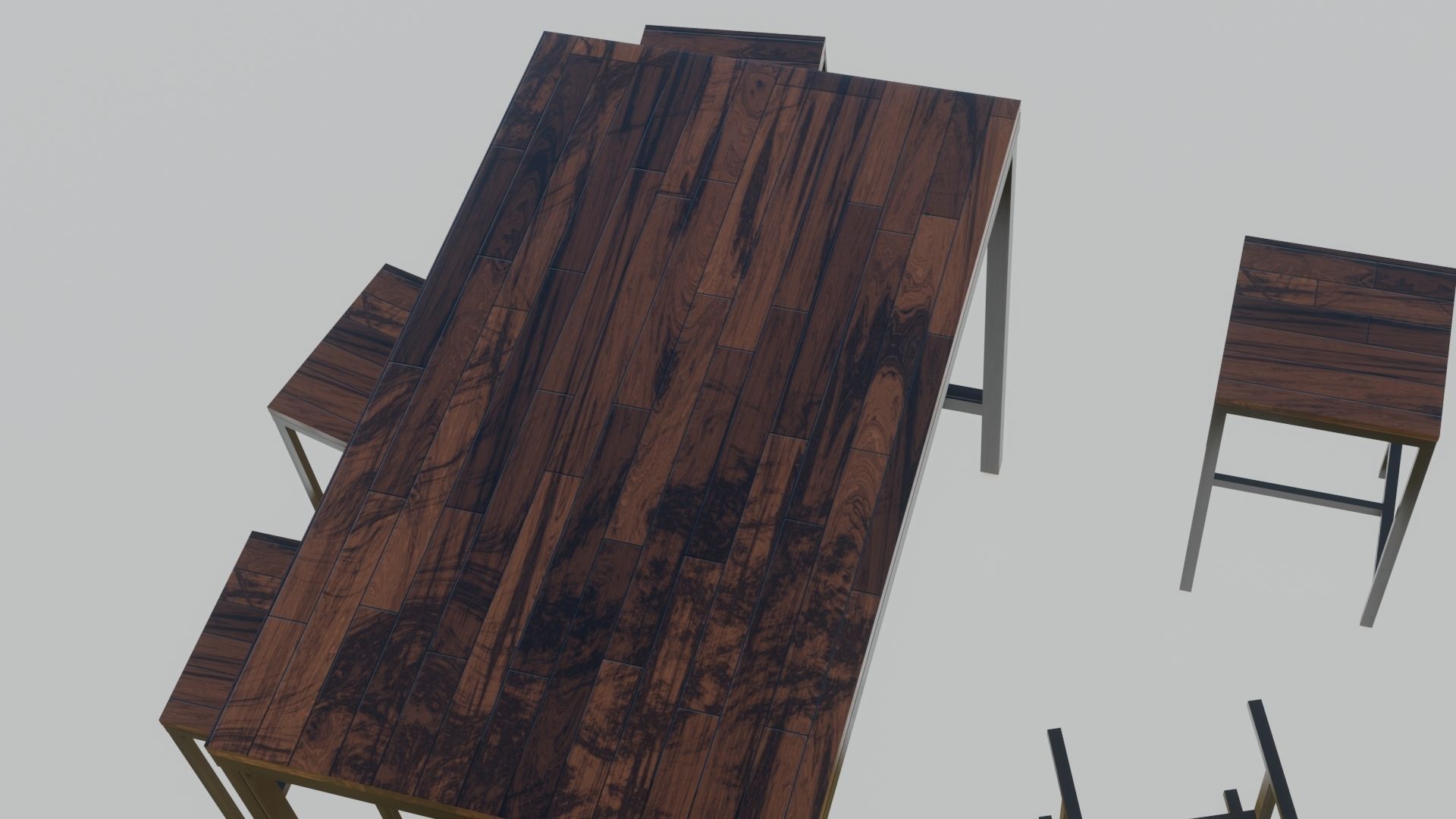 Interior and exterior wooden tables and stools 3d models Low-poly 3D model_5