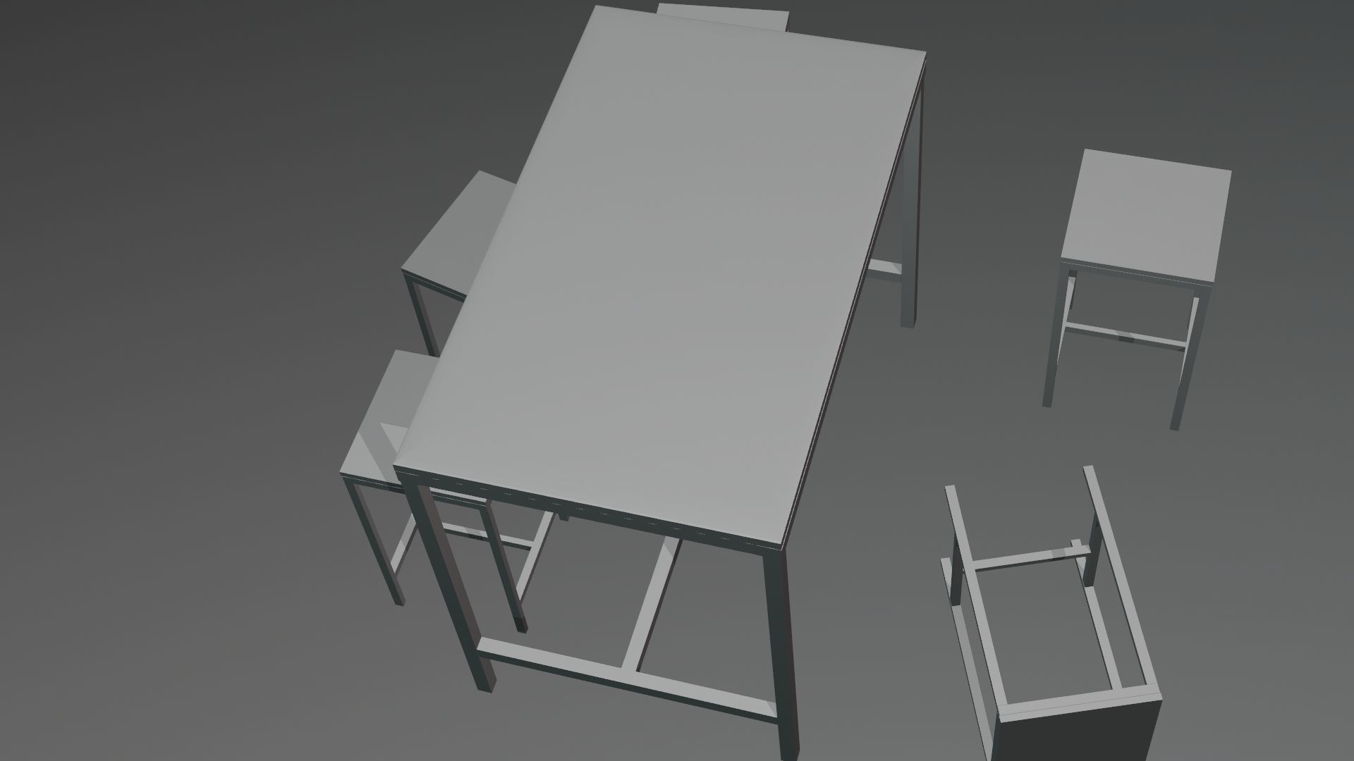 Interior and exterior wooden tables and stools 3d models Low-poly 3D model_10