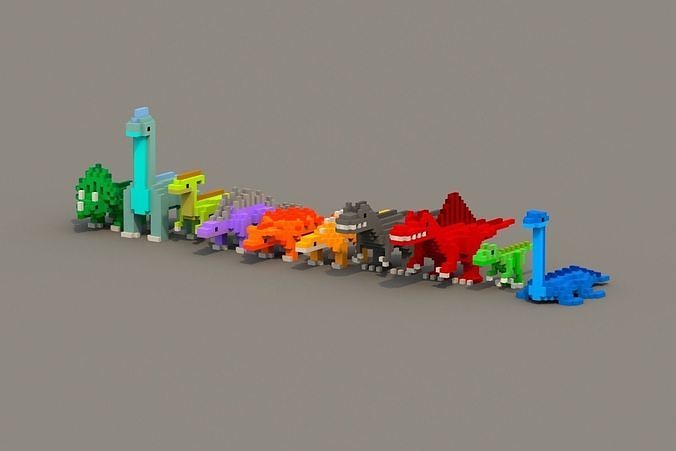 Dinosaur Voxel Pack Low-poly 3D model