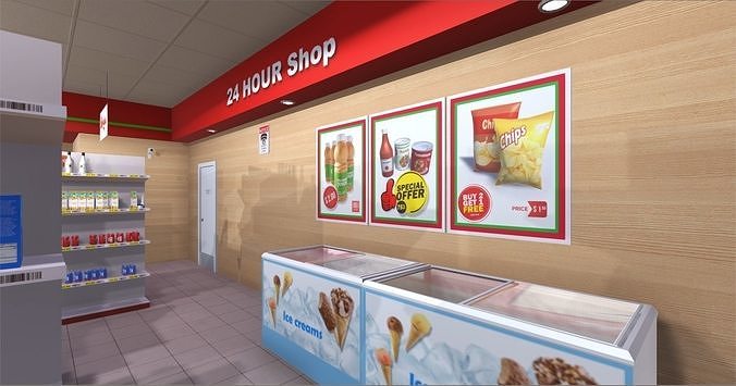 Convenience Store Low-poly 3D model 6