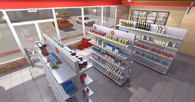 Convenience Store Low-poly 3D model 4