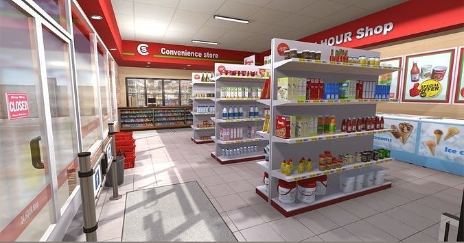 Convenience Store Low-poly 3D model 2
