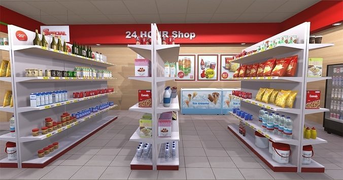 Convenience Store Low-poly 3D model 3