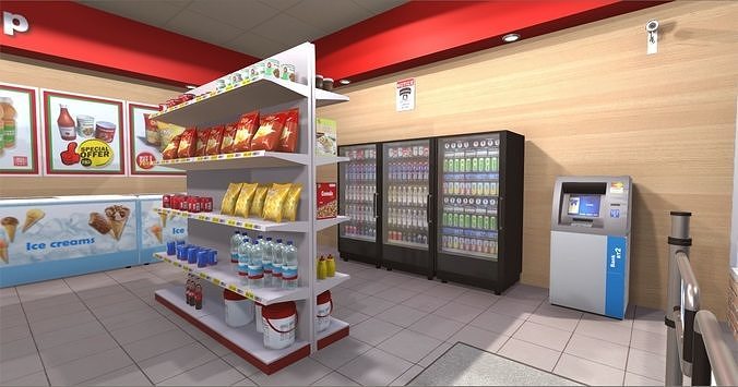 Convenience Store Low-poly 3D model 5