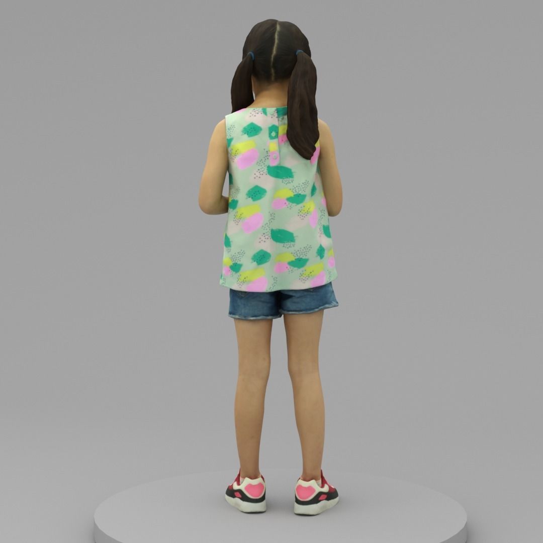 A Lovely Girl Standing Alone 3D model_3