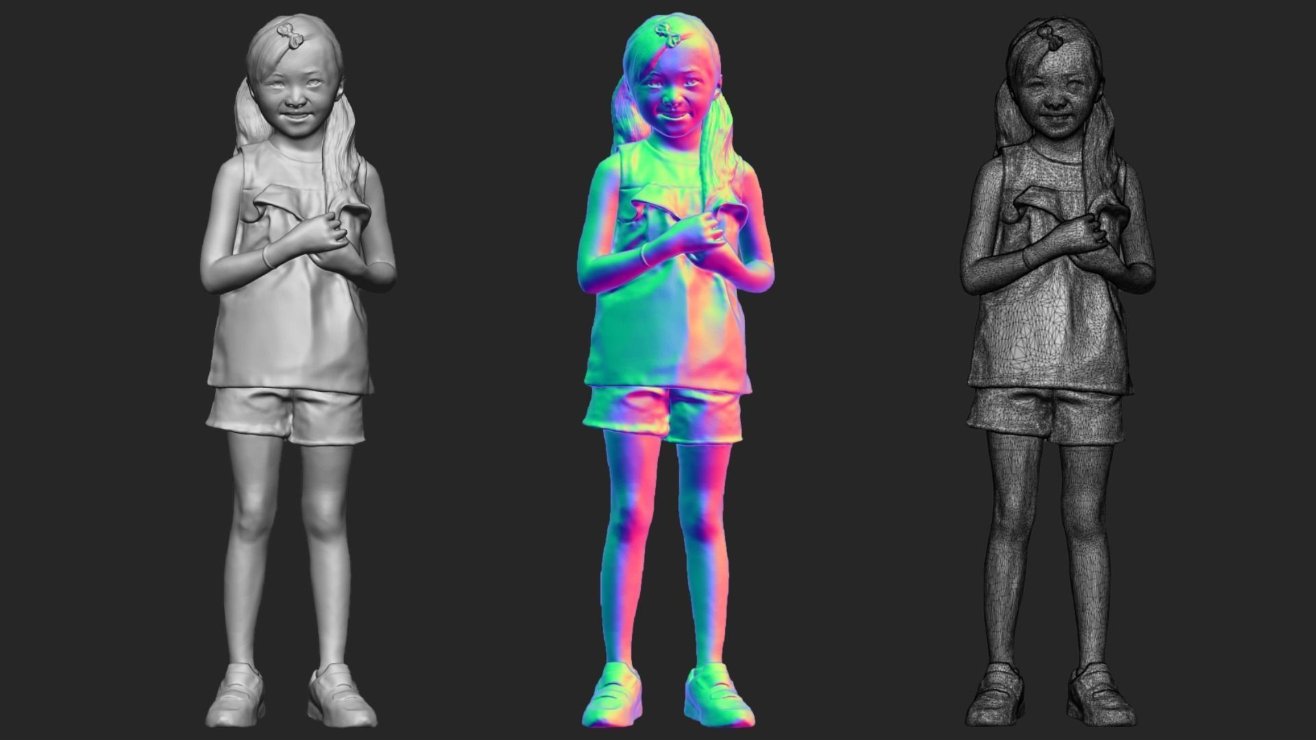 A Lovely Girl Standing Alone 3D model_6