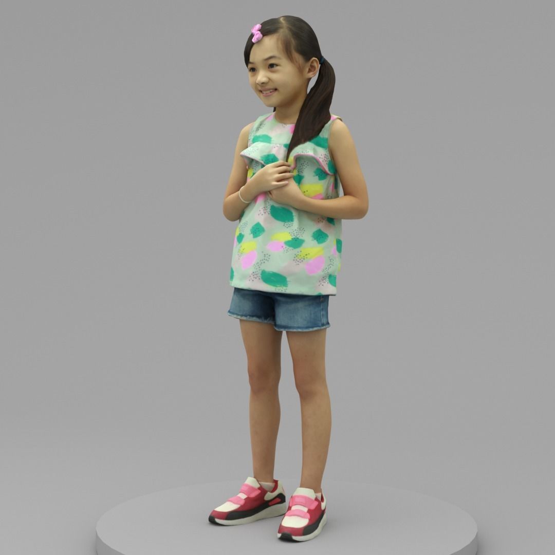 A Lovely Girl Standing Alone 3D model_1