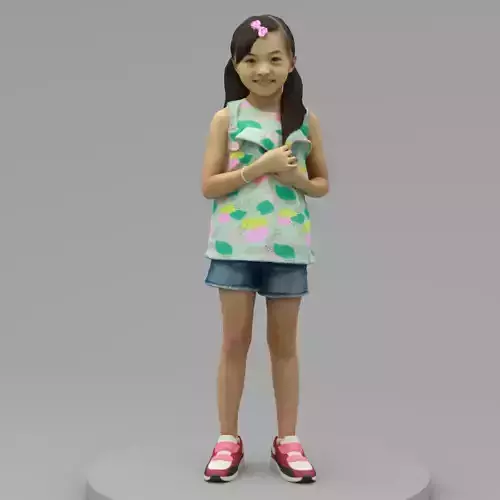 A Lovely Girl Standing Alone 3D model