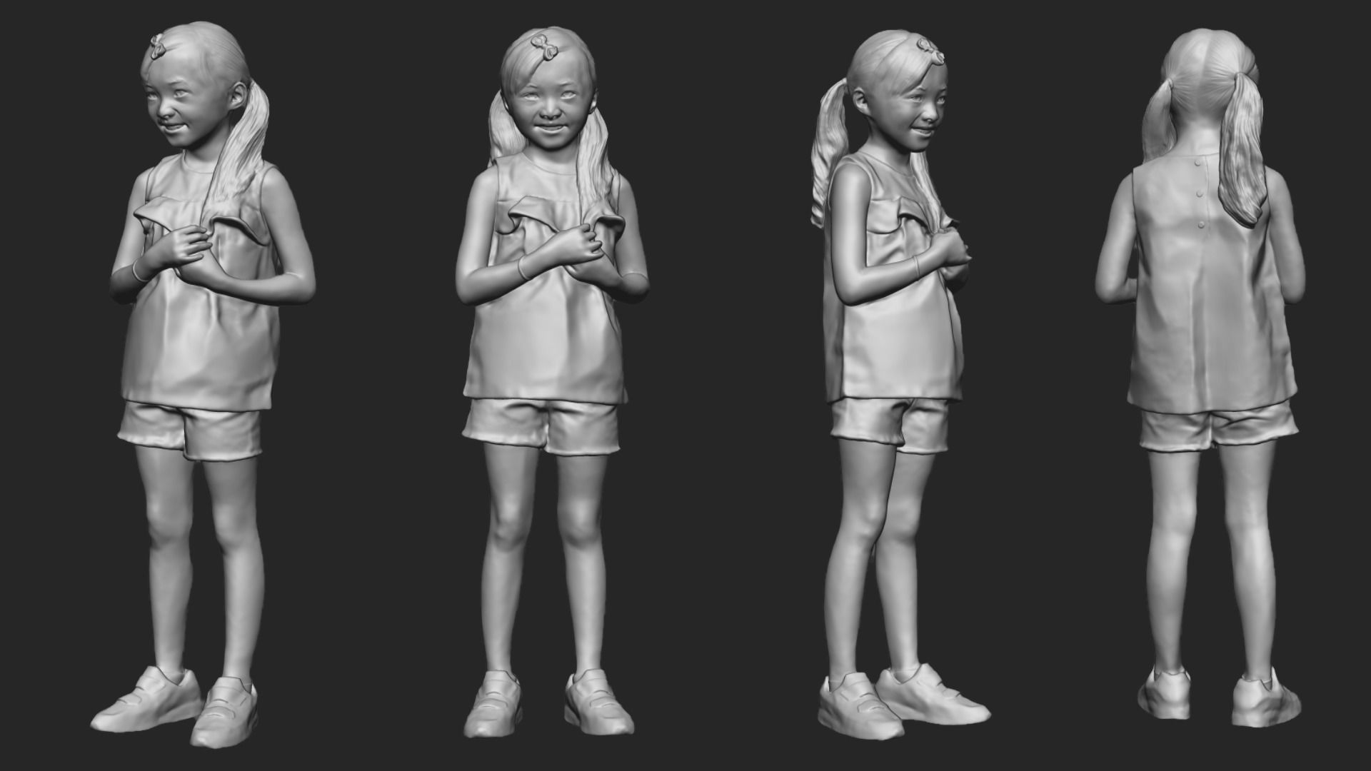 A Lovely Girl Standing Alone 3D model_5